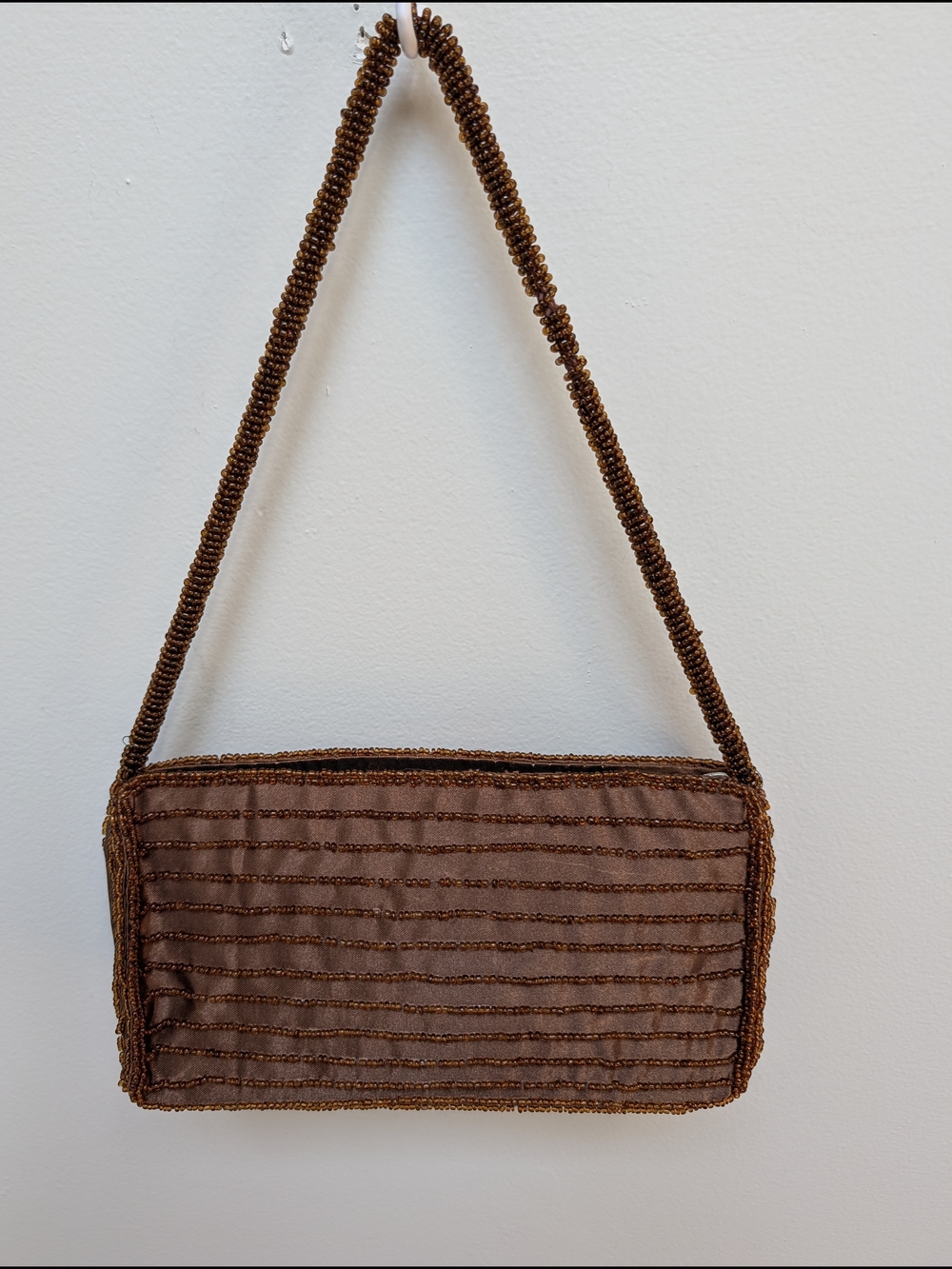 Beaded Brown Evening Shoulder Bag